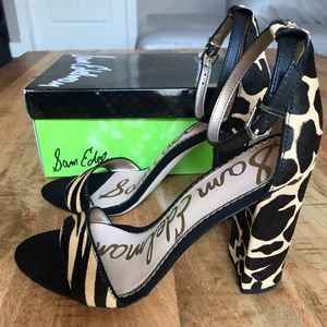 Sam Edelman Real Fur Yaro Zebra block heel sandal!